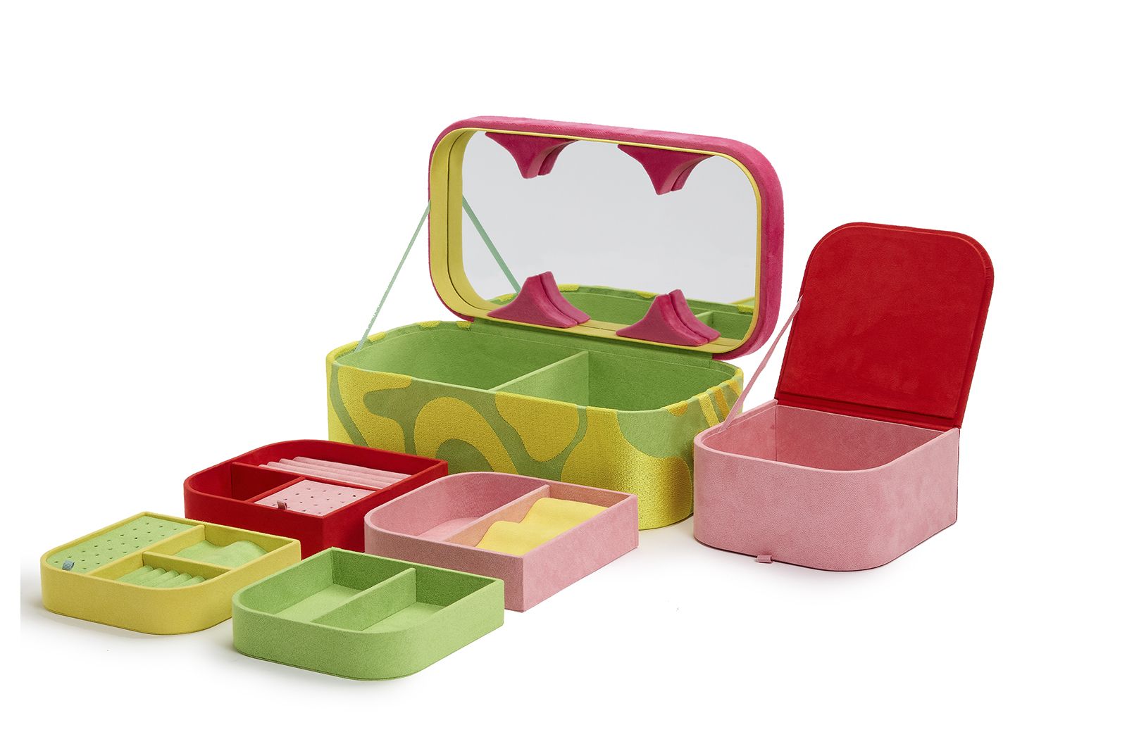 Bea Bongiasca X WOLF Jewellery Boxes in green and pink