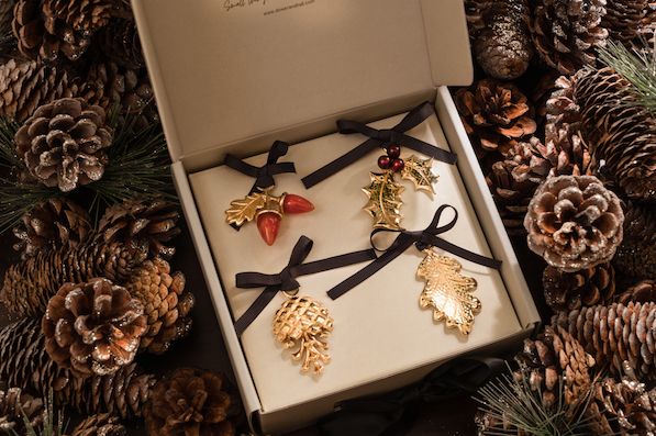  Dower & Hall nature-inspired  silver-plated pewter Christmas ornaments