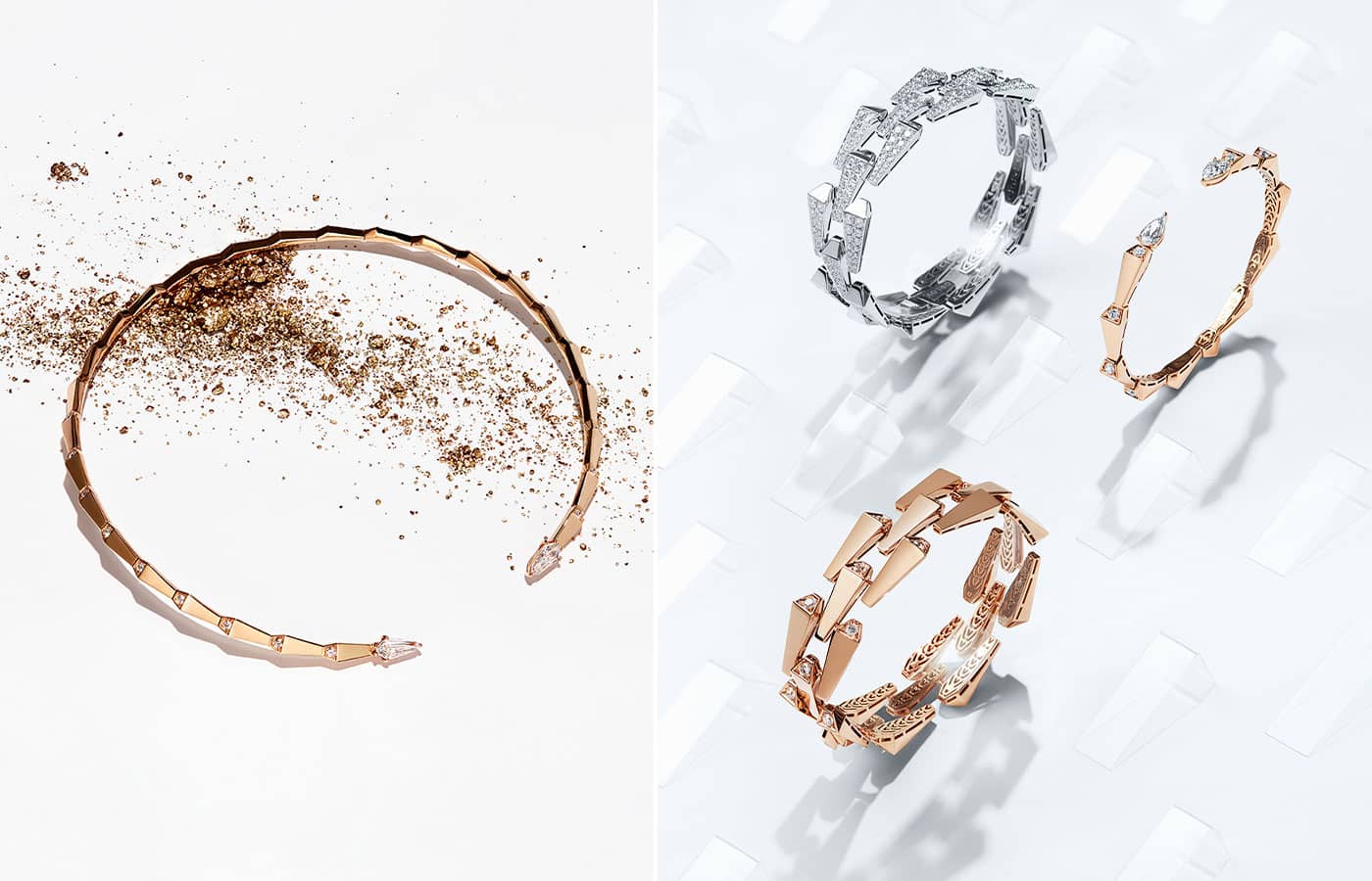  Orlov Croco Dream Spike choker and bracelets in white gold, rose gold and diamond