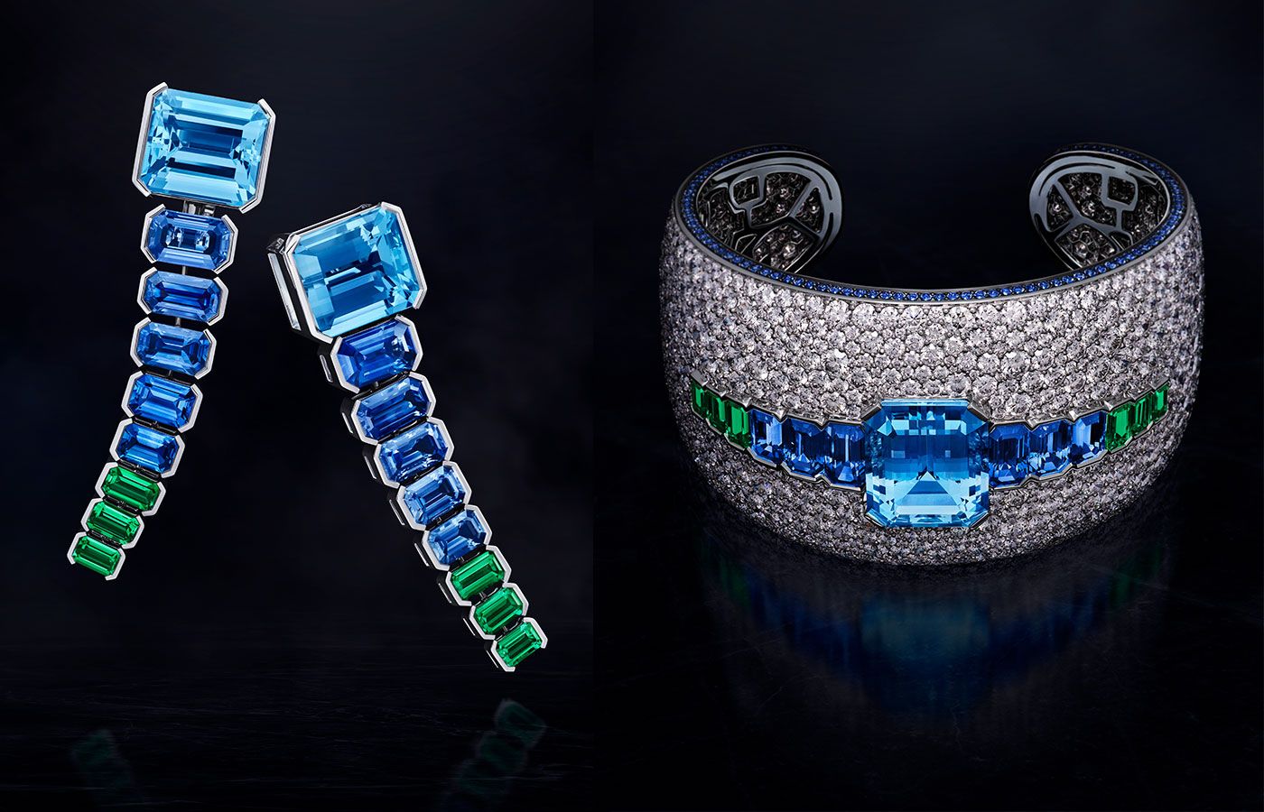  Bucherer Fine Jewellery Aquamarine High Jewellery set in white gold, diamond, emerald, sapphire and aquamarine