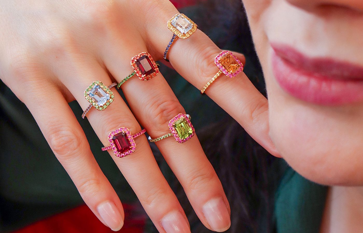 Katerina Perez wearing stacks of colourful Isabelle Langlois rings