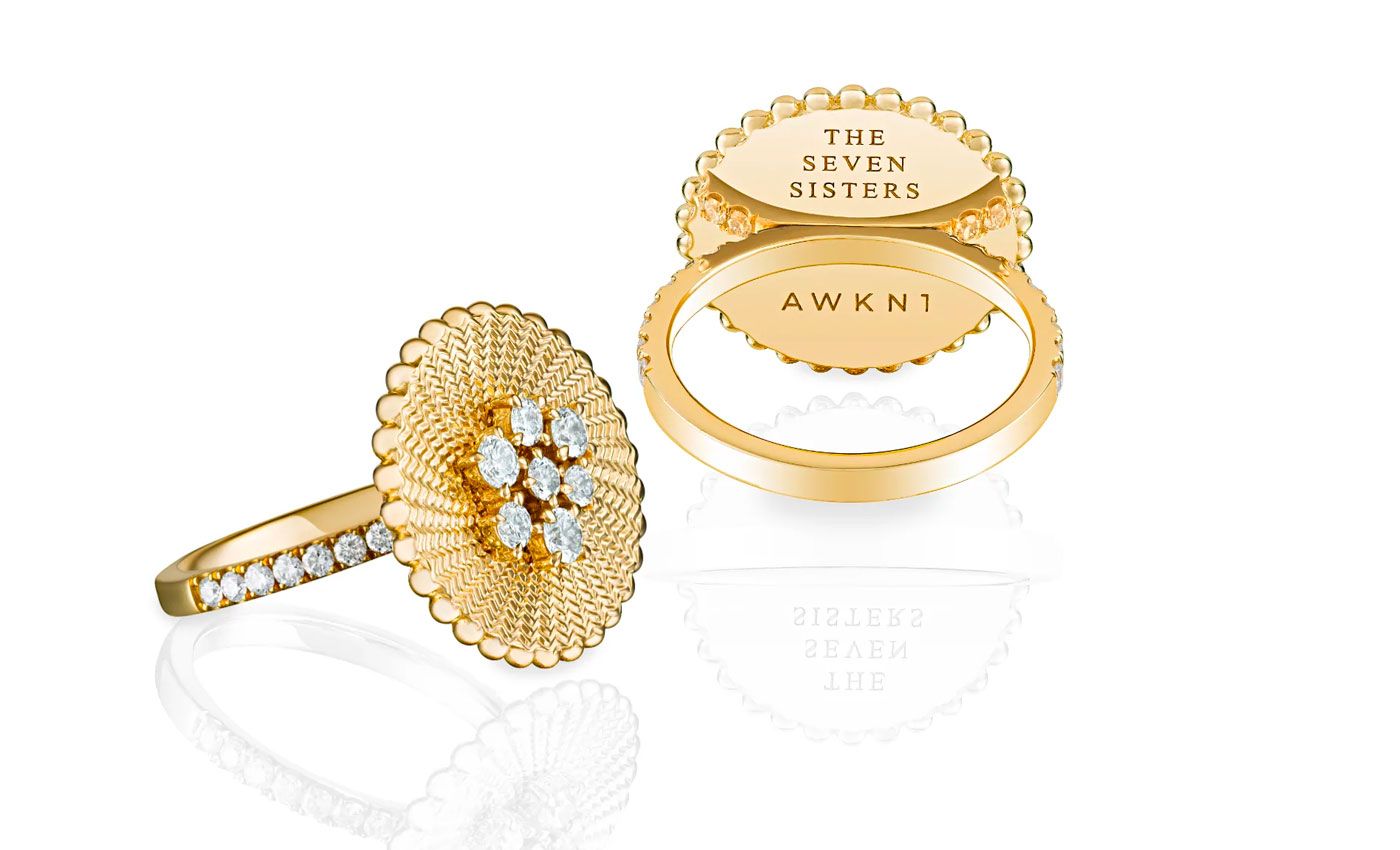  AWKN1 Alcyone Diamond ring in yellow gold and diamond