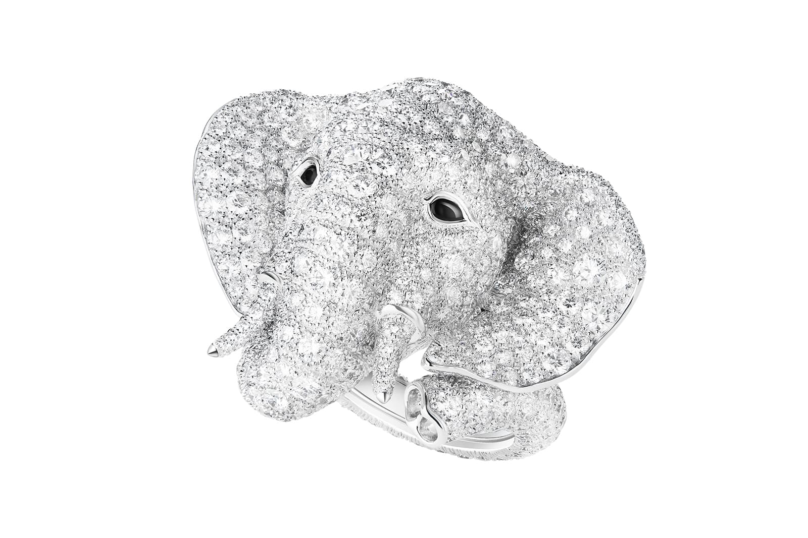  Boucheron Elephant ring from the Pebble Woman suite in full diamond pavé from the Ailleurs High Jewellery collection