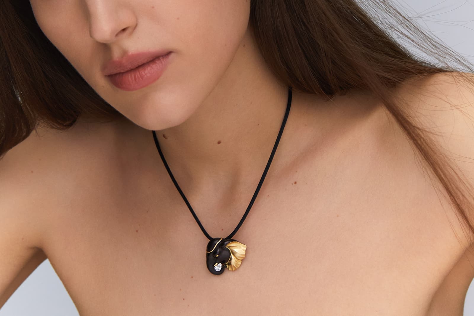  Mazarin Elephant pendant-brooch necklace in gold, darkened gold and diamond