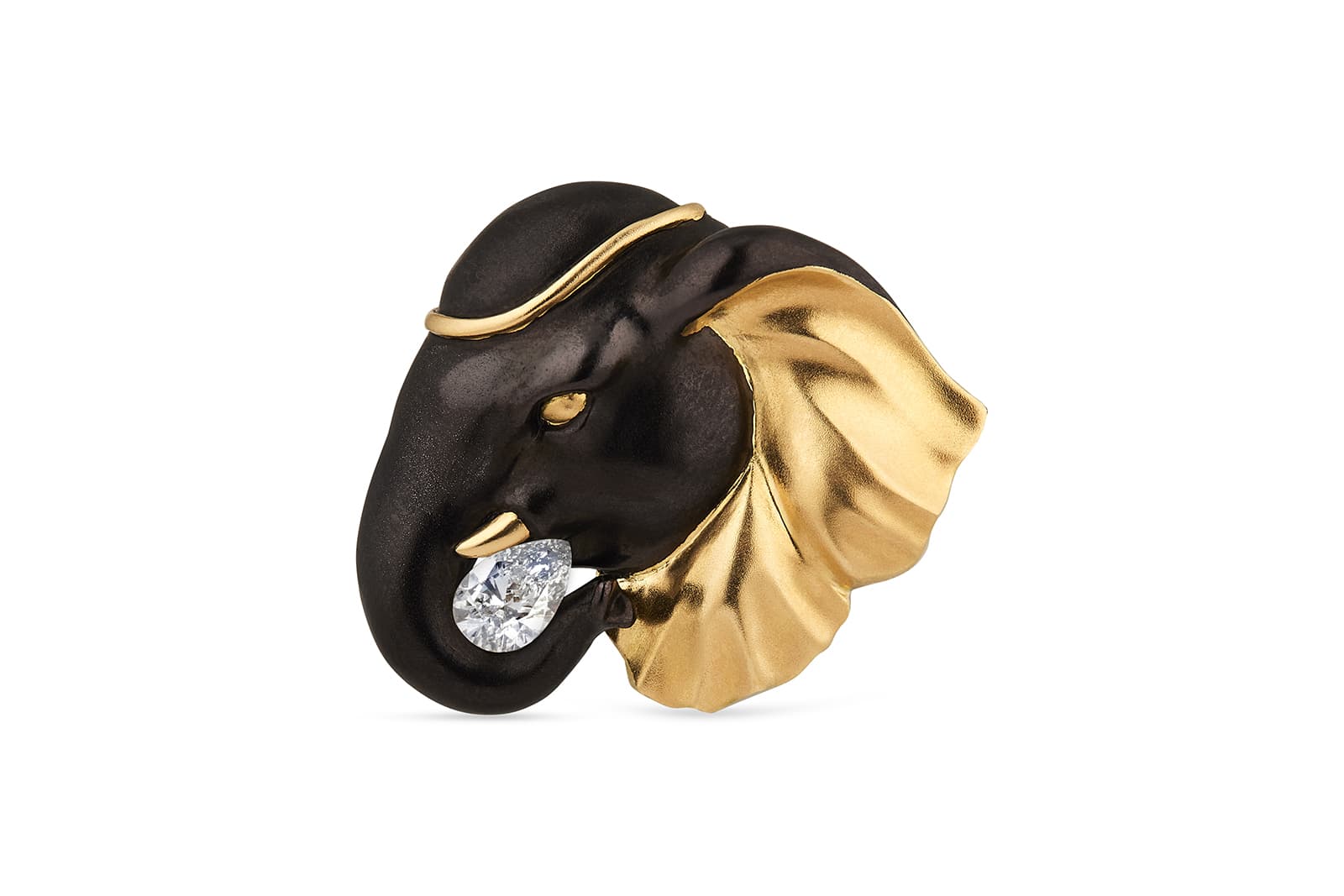  Mazarin Elephant pendant-brooch in gold, darkened gold and diamond