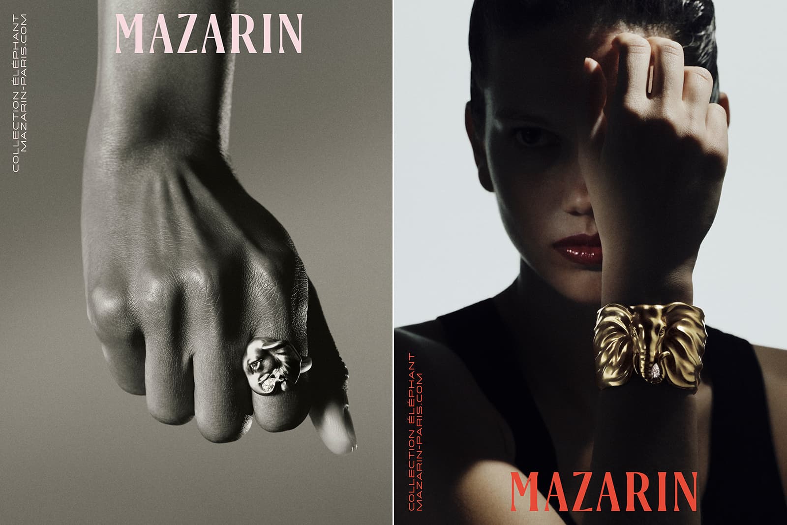  Mazarin Elephant ring and cuff in gold and diamond from the Elephant collection