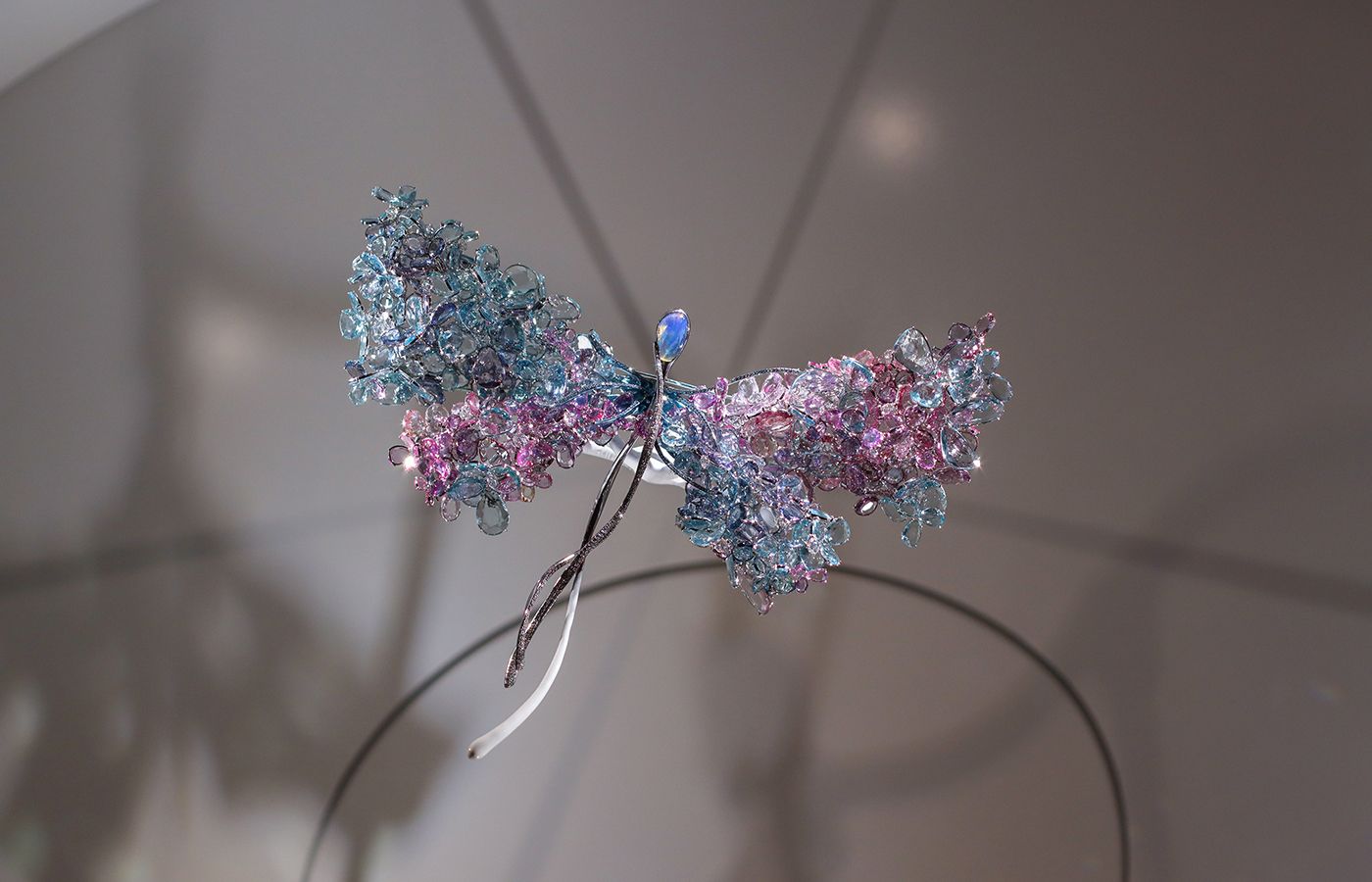 Feng J Blooming Dragonfly Diva brooch is set with the designer's signature rose-cut  gemstones