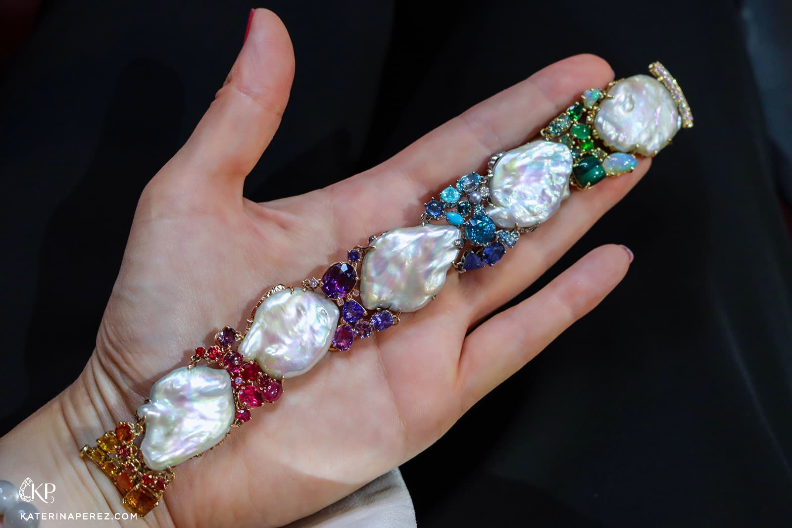 Alessio Boschi Harem's Garden baroque pearl and multi-coloured gemstone bracelet