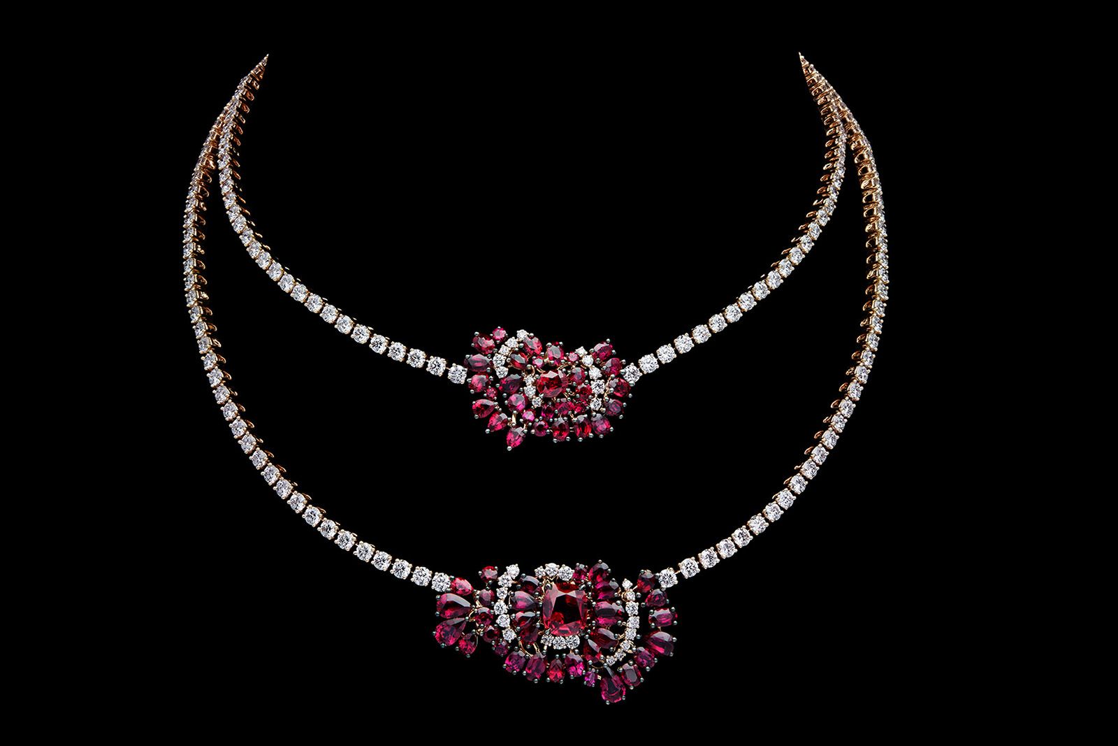 Dior Joaillerie white gold, diamond and ruby necklace from the Print High Jewellery collection