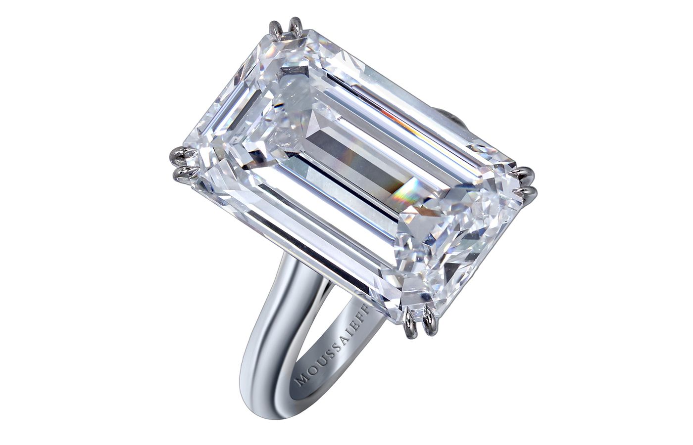  Moussaieff emerald cut D colour Internally Flawless diamond ring
