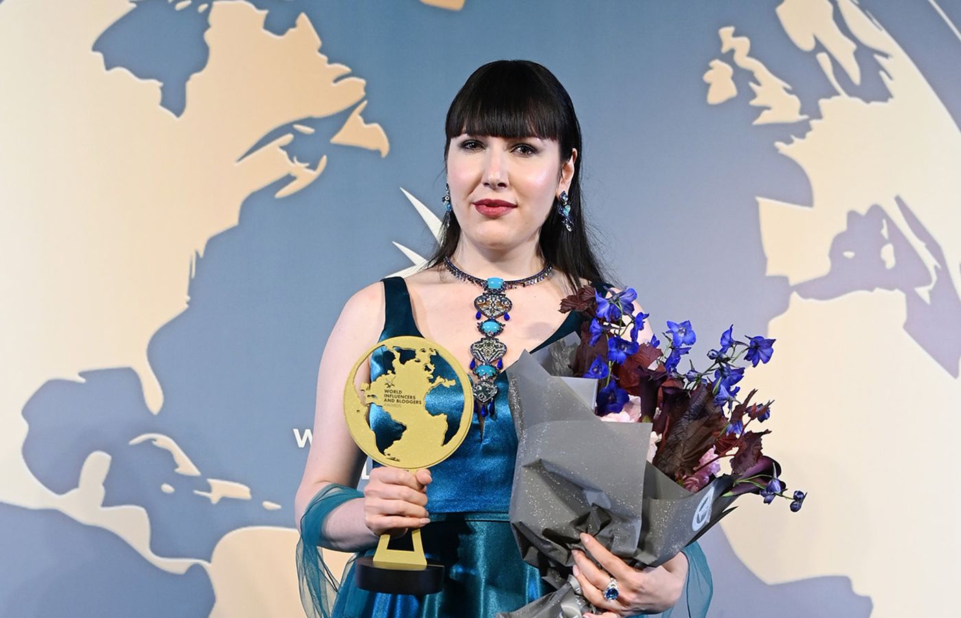  Katerina Perez receives the WIBA Jewellery Influencer Award during the Cannes Film Festival 2021