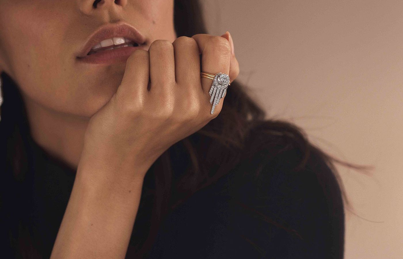  Jessica McCormack diamond ring and diamond-set ring jacket from the Party Jacket collection 