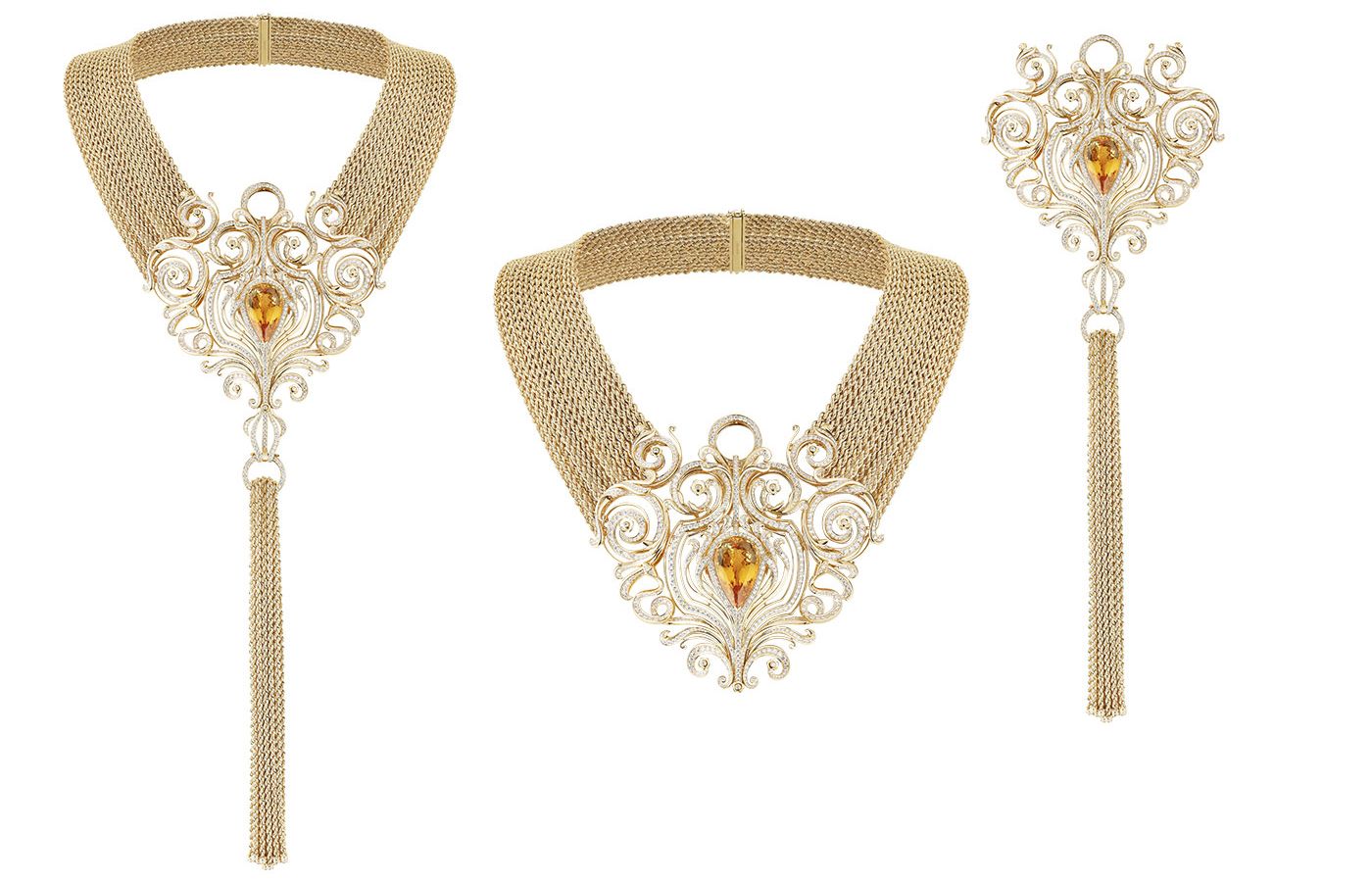  Boucheron 'Armoiries' transformable necklace set with 32.22 carats of Imperial topaz and diamonds from the Paris Vu Du 26 High Jewellery Collection