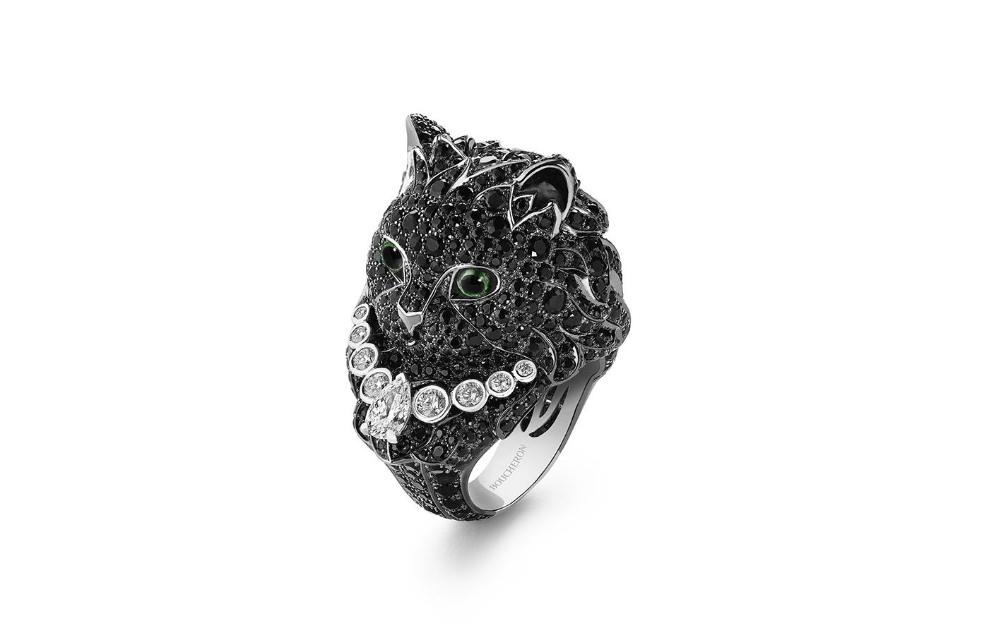  Boucheron 'Wladimir' ring with black and colourless diamonds from the Paris Vu Du 26 High Jewellery Collection
