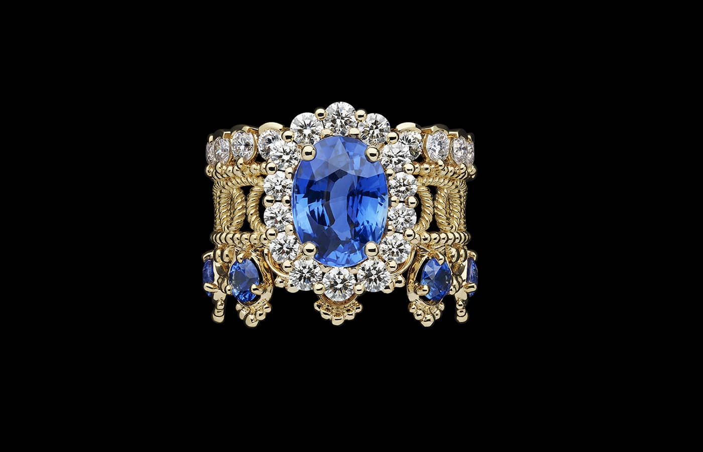  Dior Joaillerie ring in yellow gold, diamonds and sapphires from the Dearest Dior High Jewellery Collection