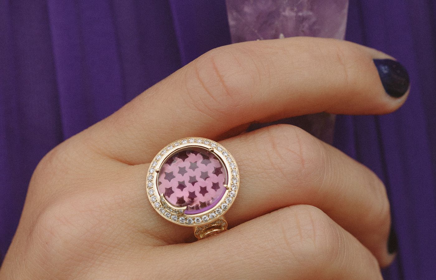  Jenny Dee Jewelry ring in gold and amethyst