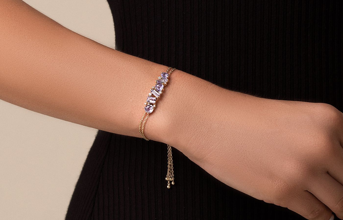  Suzanne Kalan gold, amethyst and diamond bracelet