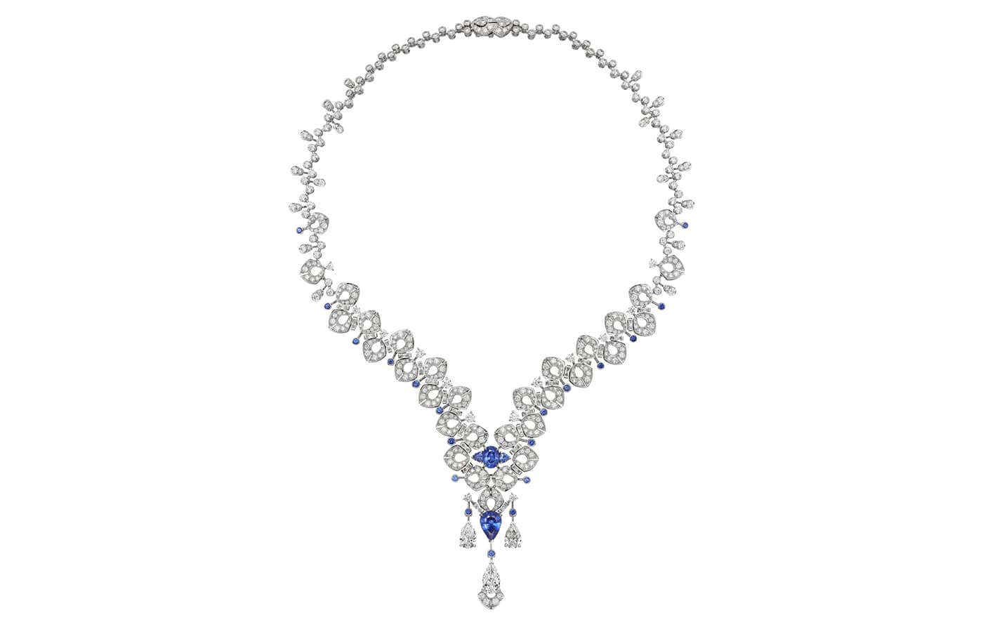  Cartier High Jewellery necklace in white gold, sapphires and diamonds from the Cartier Beautés du Monde Chapter III High Jewellery collection