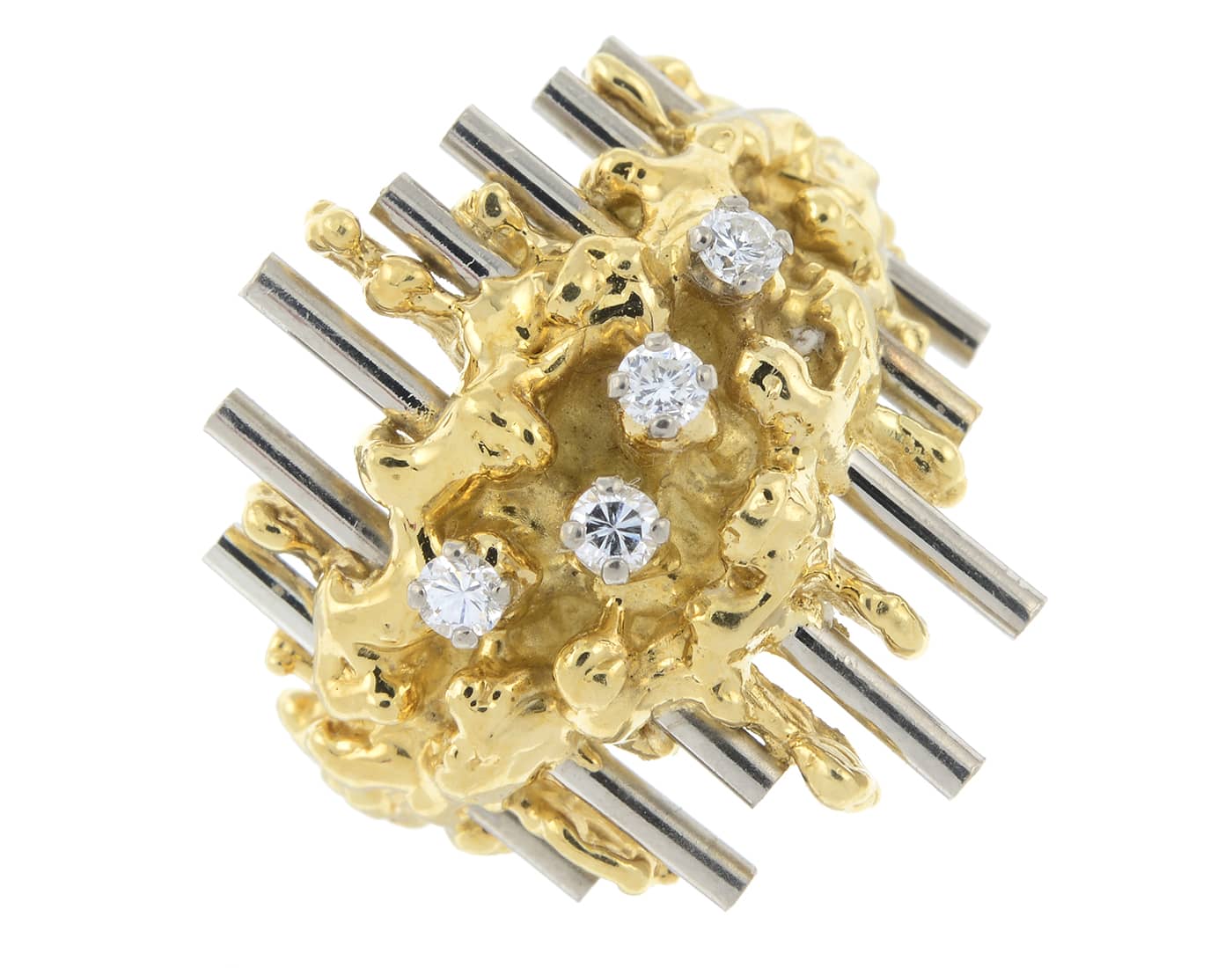  A 1970s bi-colour gold brilliant-cut diamond ring by David Thomas
