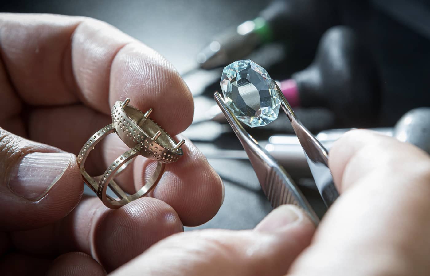  Stone setting is an important aspect of the training offered by the International Jewellery School in St Petersburg