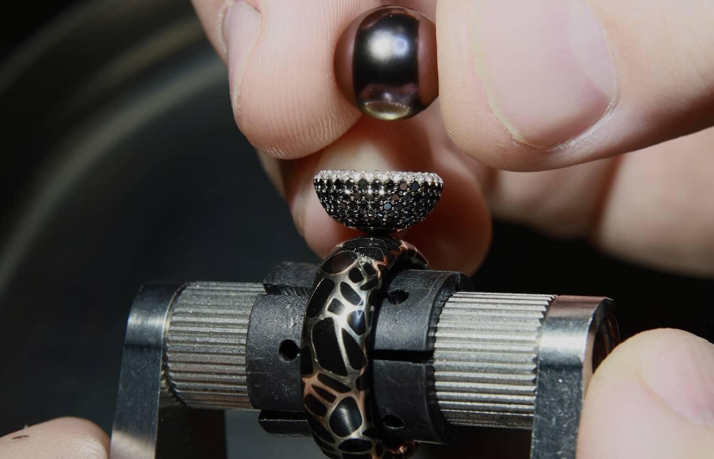  Setting a pearl in a cocktail ring design is a challenging skill taught at the International Jewellery School in St Petersburg 