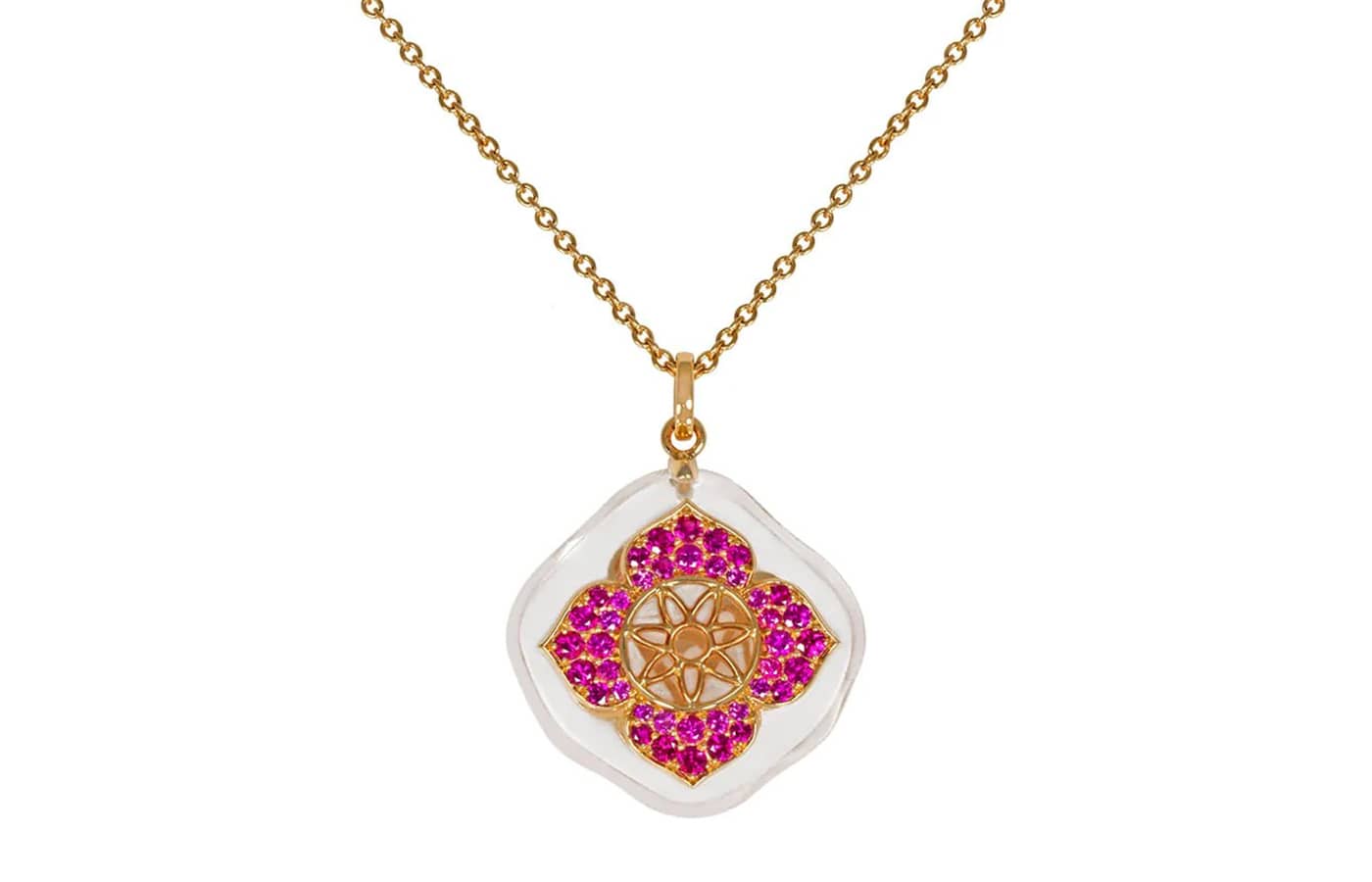  Alexandra Rosier necklace in gold, rock crystal and precious gemstones
