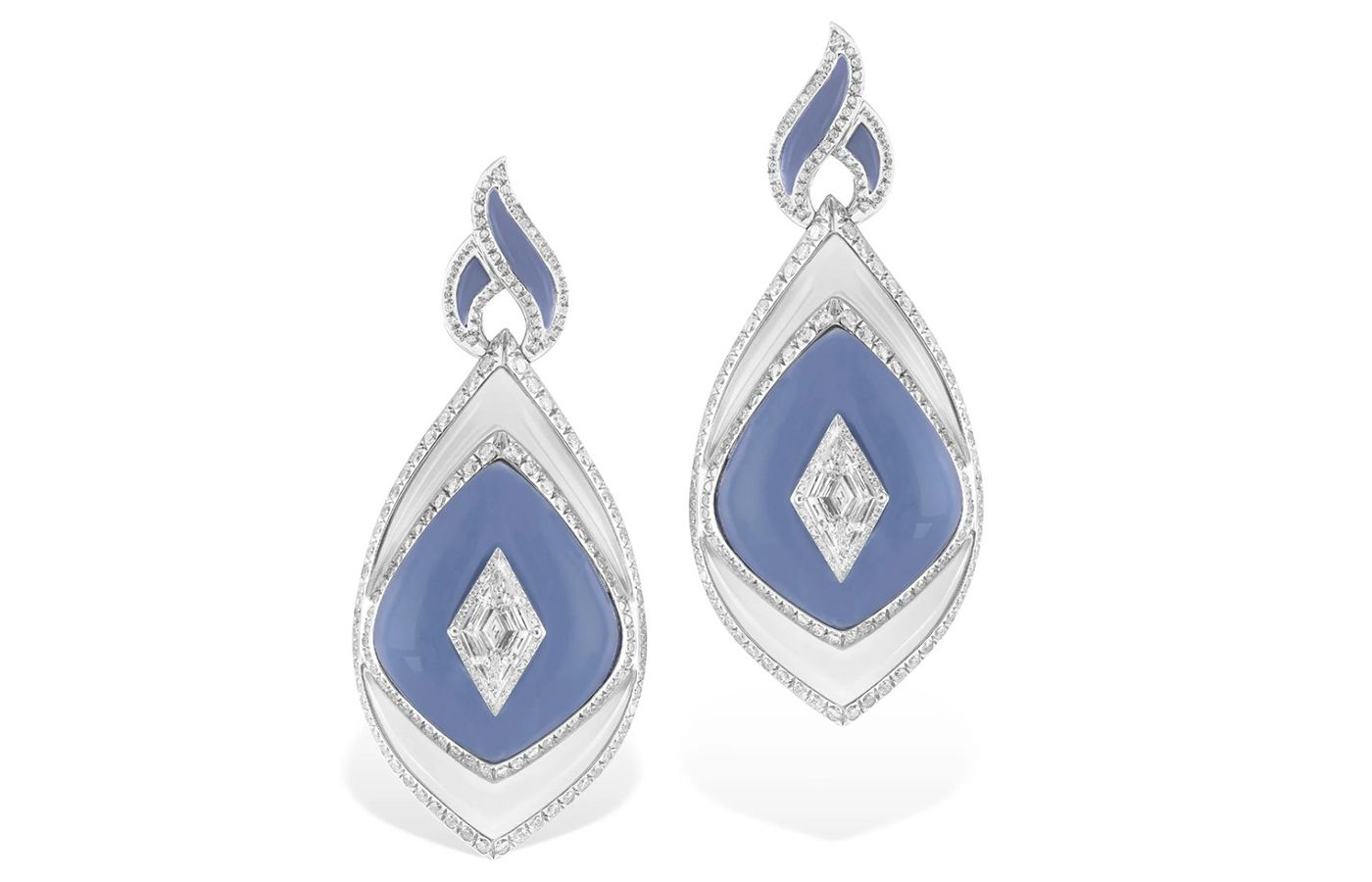  Boghossian Inlay earrings in white gold, rock crystal, opal and diamond