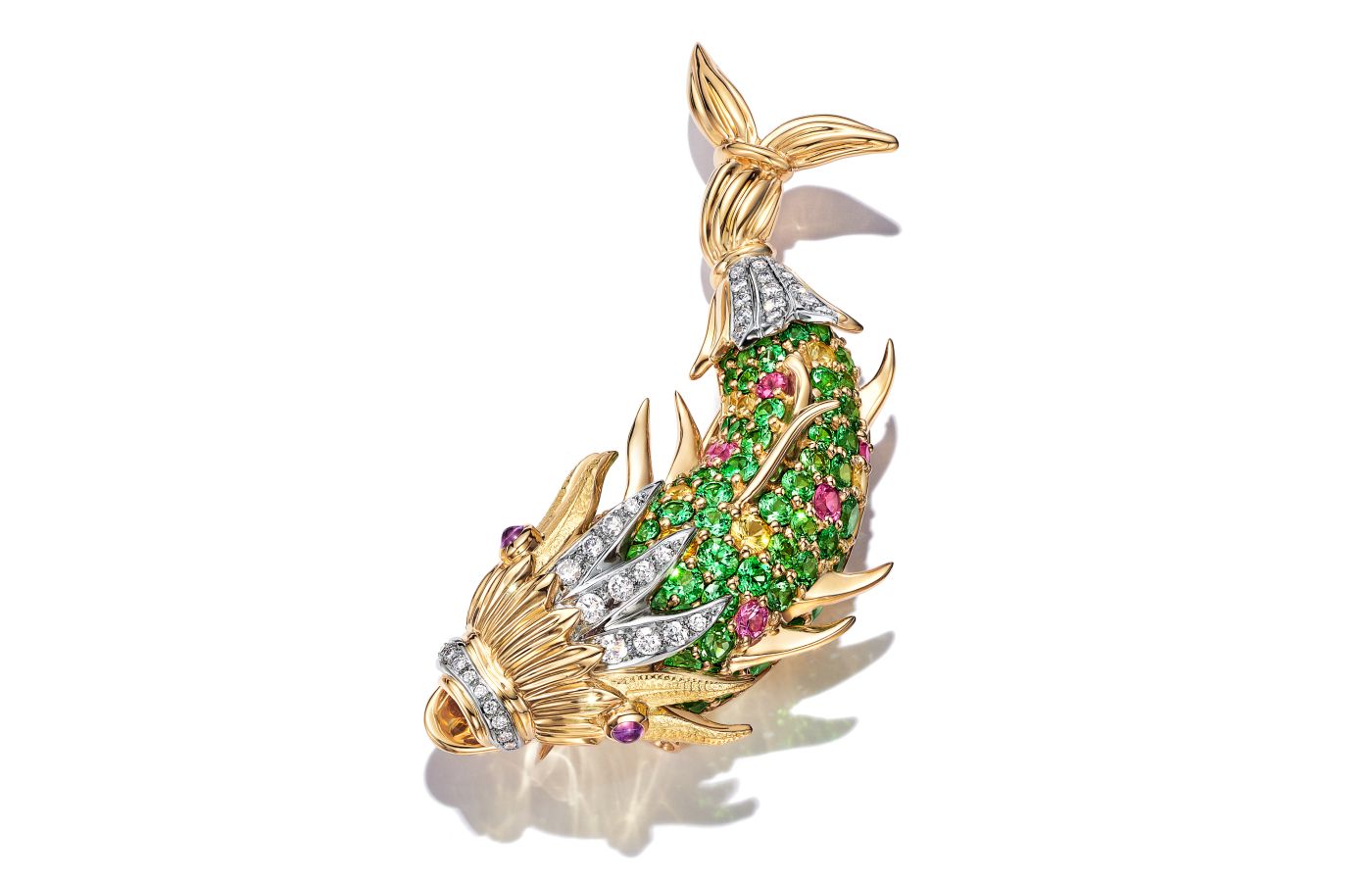  Tiffany & Co. Fish brooch in gold, diamond and precious gemstones