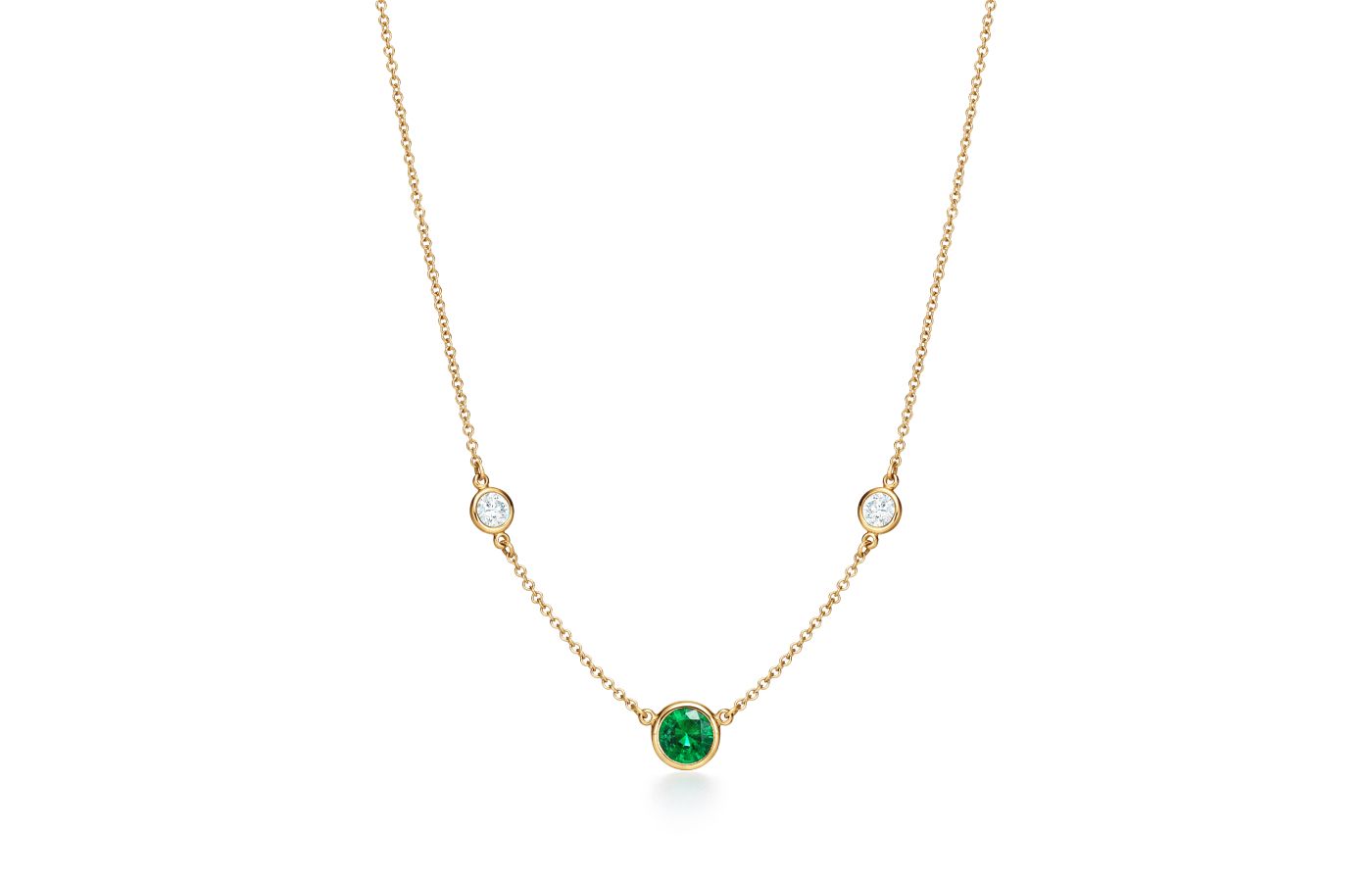  Elsa Peretti Color by the Yard necklace in gold, emerald and diamond