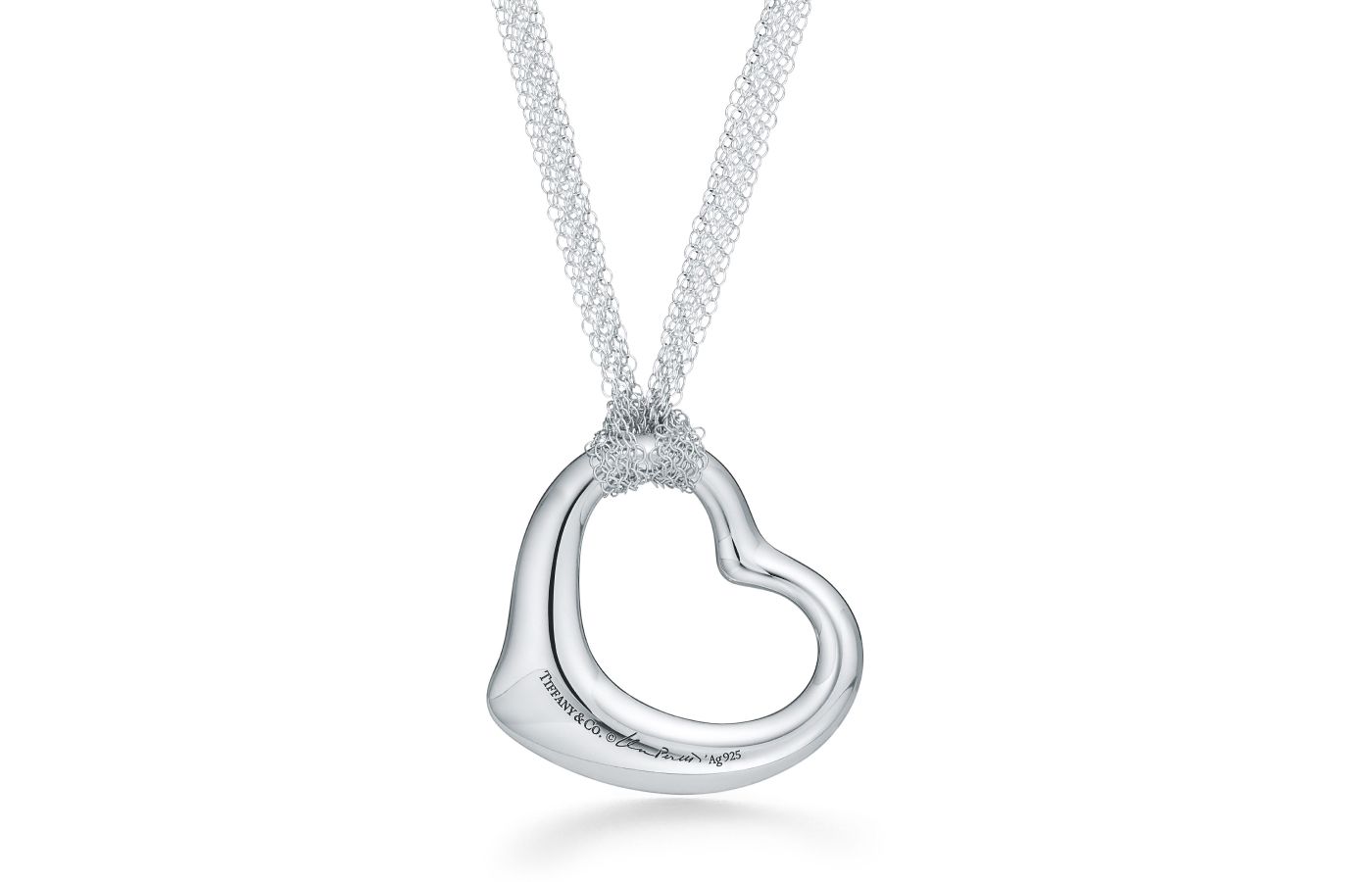  Elsa Peretti Open Heart silver charm necklace