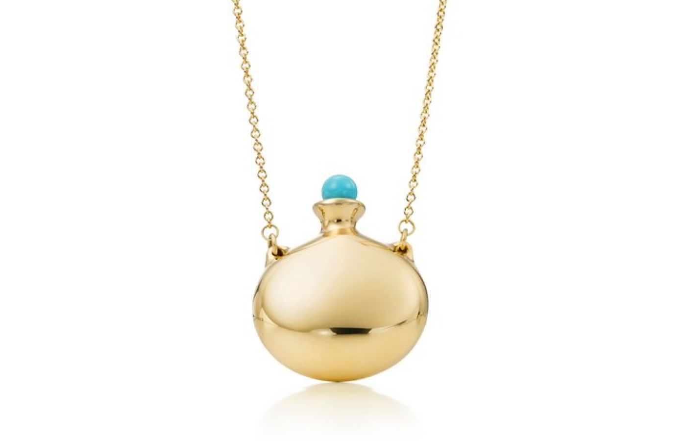  Elsa Peretti Open Bottle pendant in yellow gold and turquoise