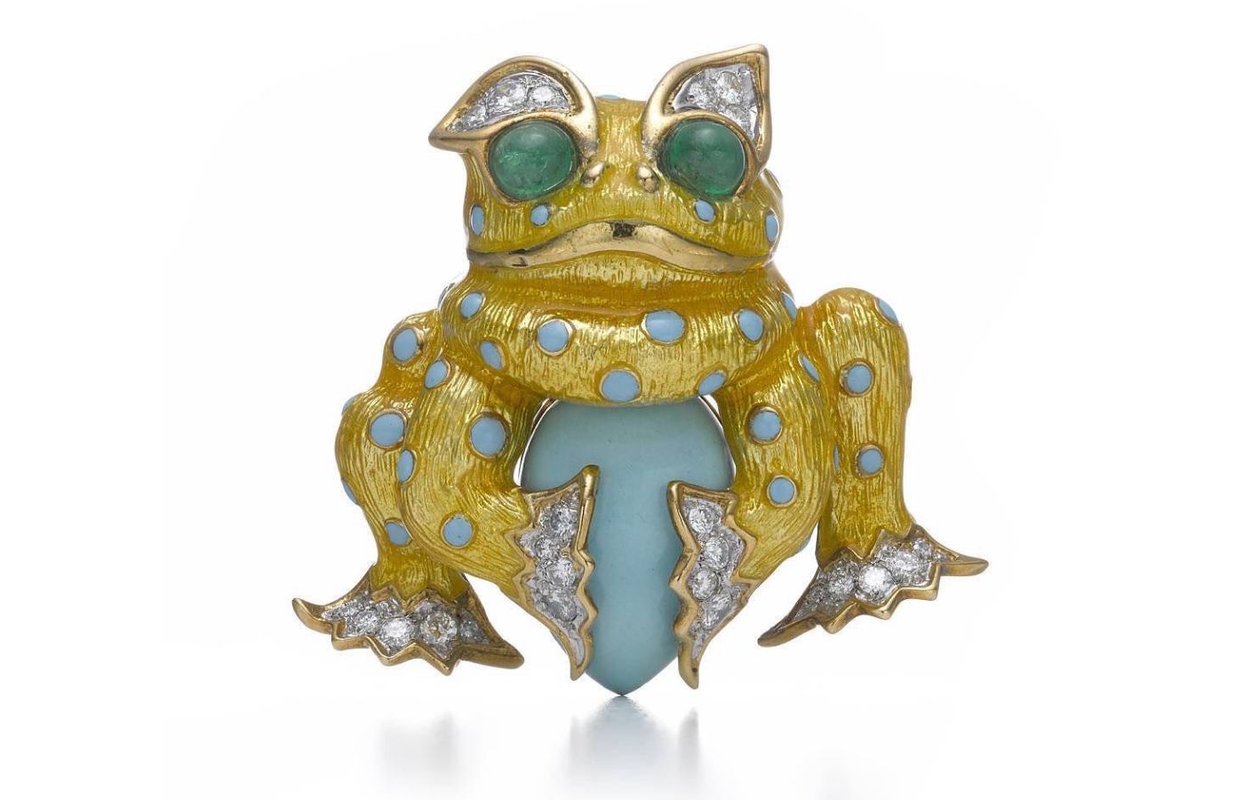  Donald Claflin brooch in gold, white gold and coloured gemstones 