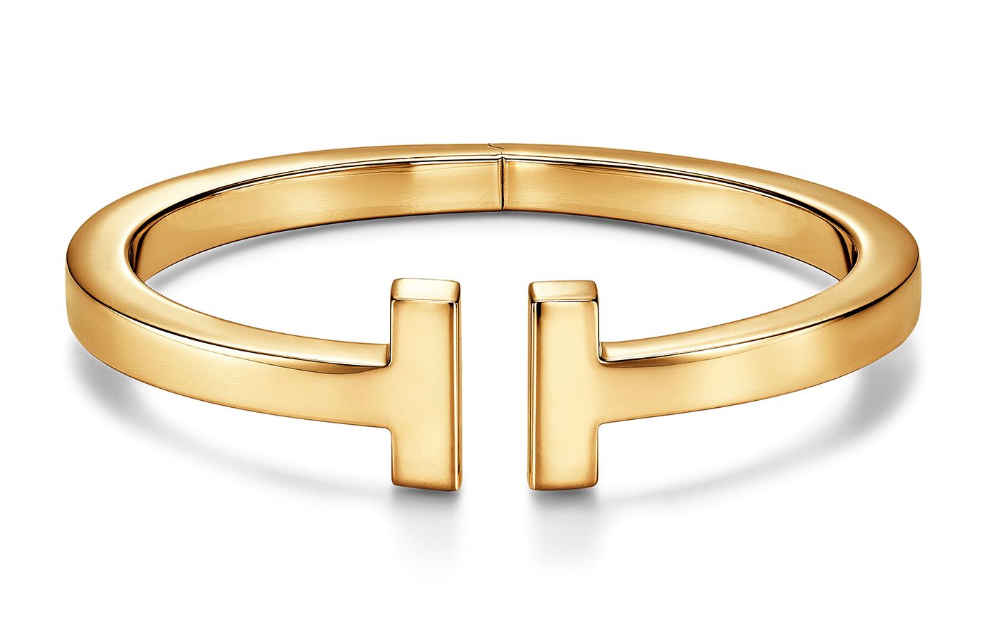 Tiffany T T1 wide diamond hinged bangle in 18k gold, medium. | Tiffany & Co.