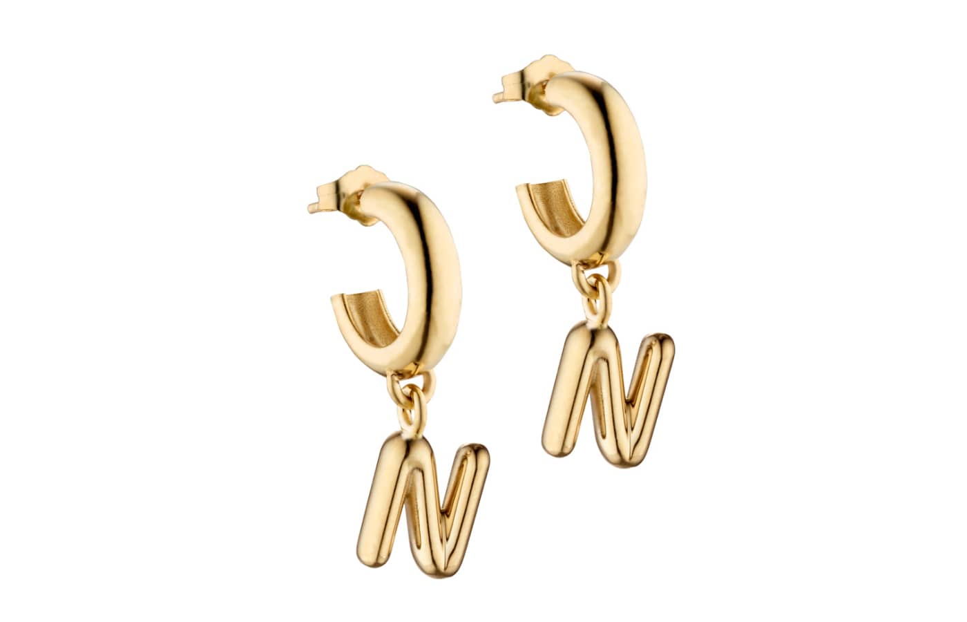  Elizabeth Moore Alphabet N earrings in gold