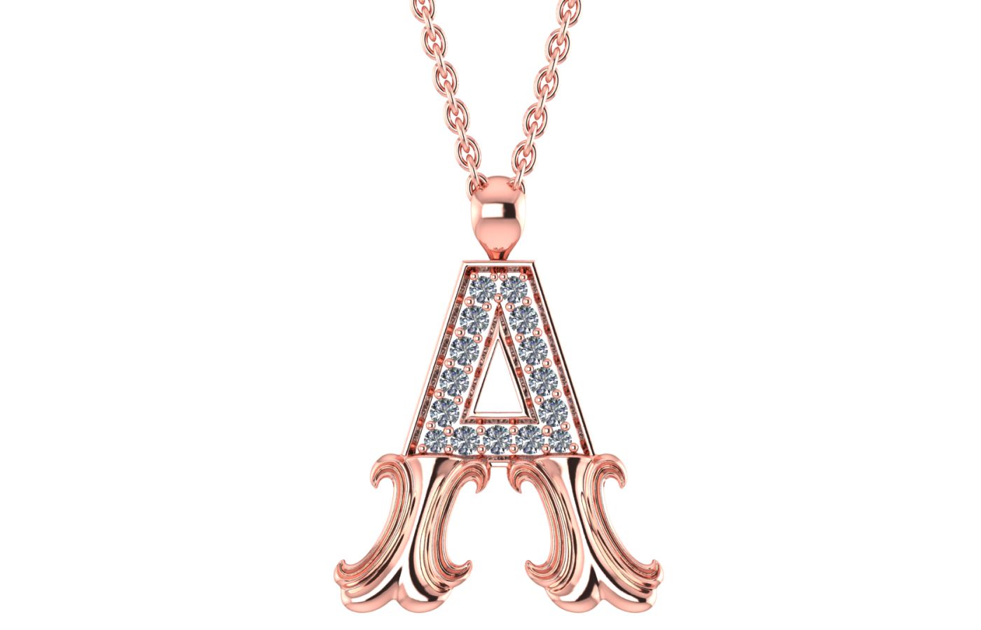  Toktam Letter A pendant in rose gold and diamond 