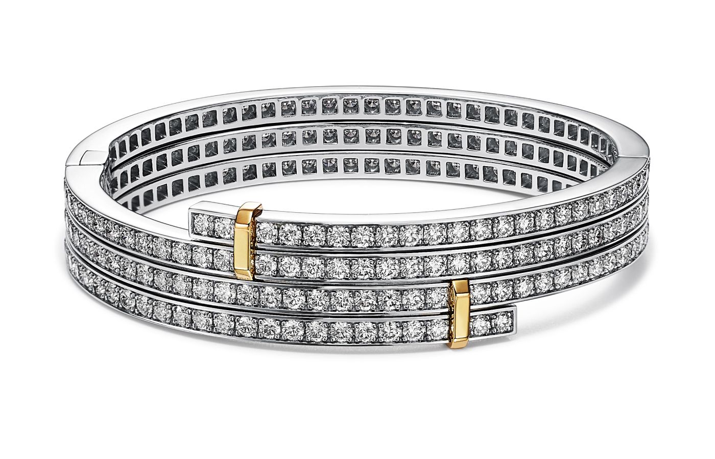 Jenna Ortega wore this Tiffany & Co. Edge Multi-row Bypass bracelet with diamonds in platinum and yellow gold to the SAG Awards 2023