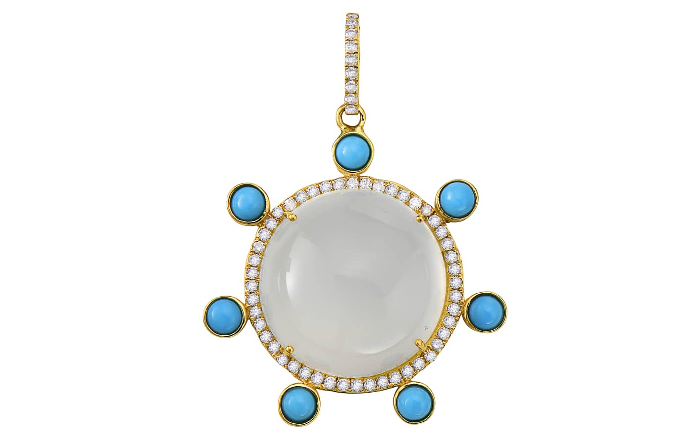  Lionheart pendant in gold, moonstone and turquoise