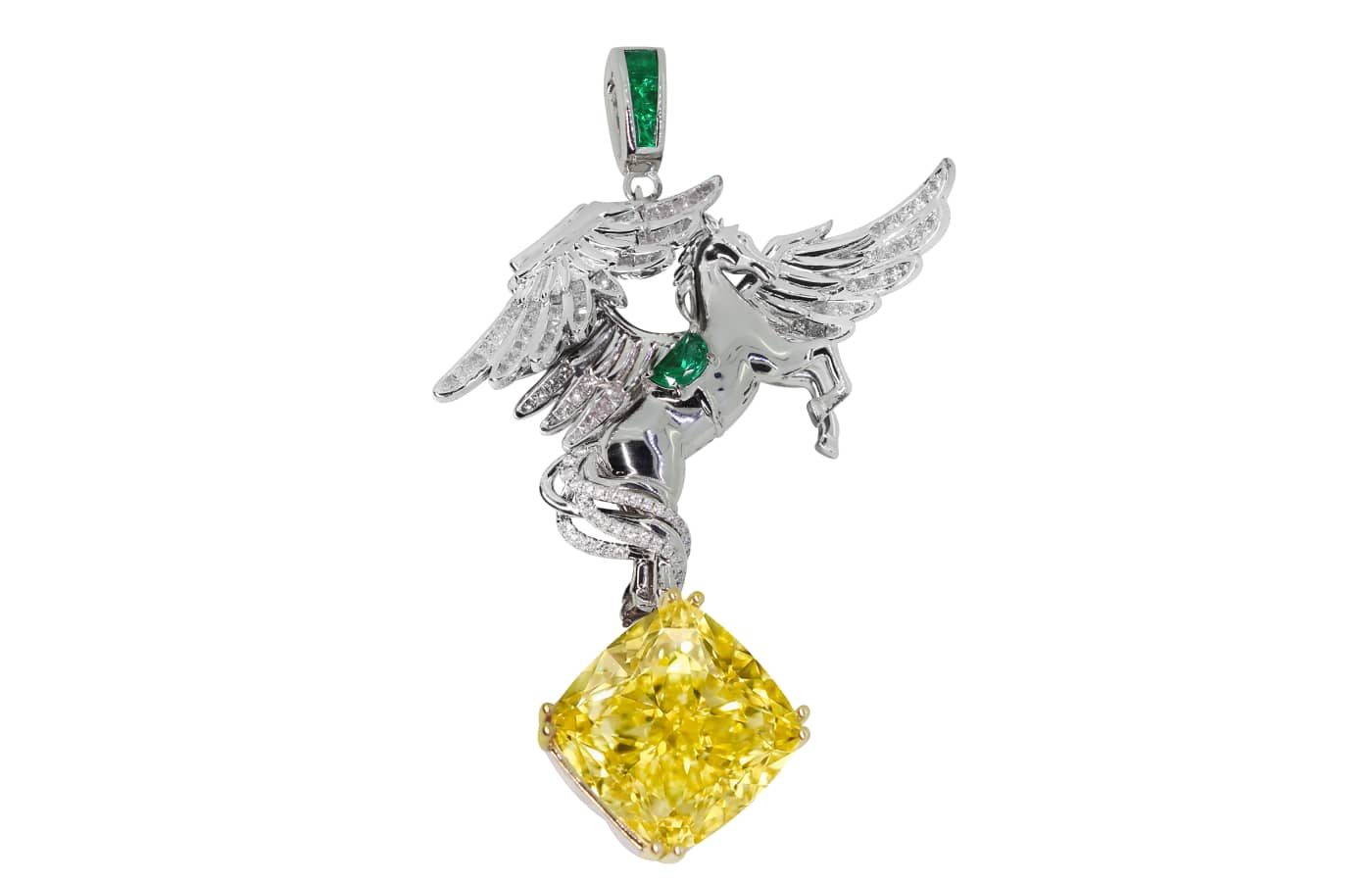  Simone Jewels pendant in white gold, emerald and diamond