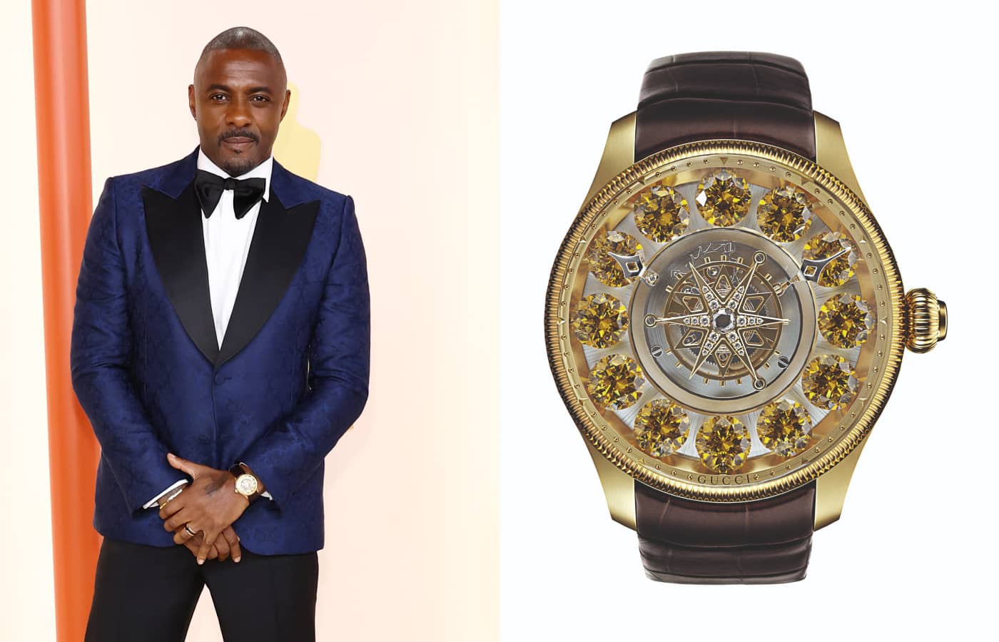  Idris Elba at the Oscars 2023 wearing a watch by Gucci
