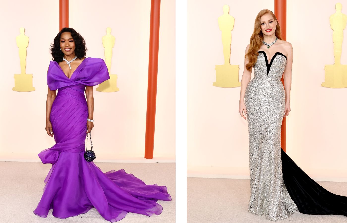  Angela Bassett in Bulgari and Jessica Chastain in Gucci at the Oscars 2023