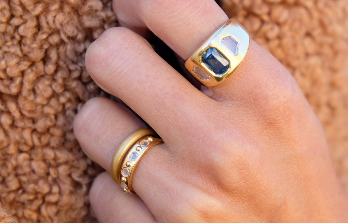  Model wearing rings by Kelty Pelechytik