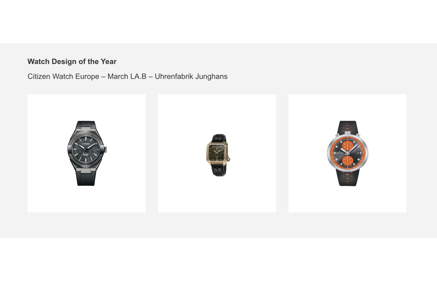  The shortlisted entries in the 'Watch Design of the Year' category at the Inhorgenta Awards 2023