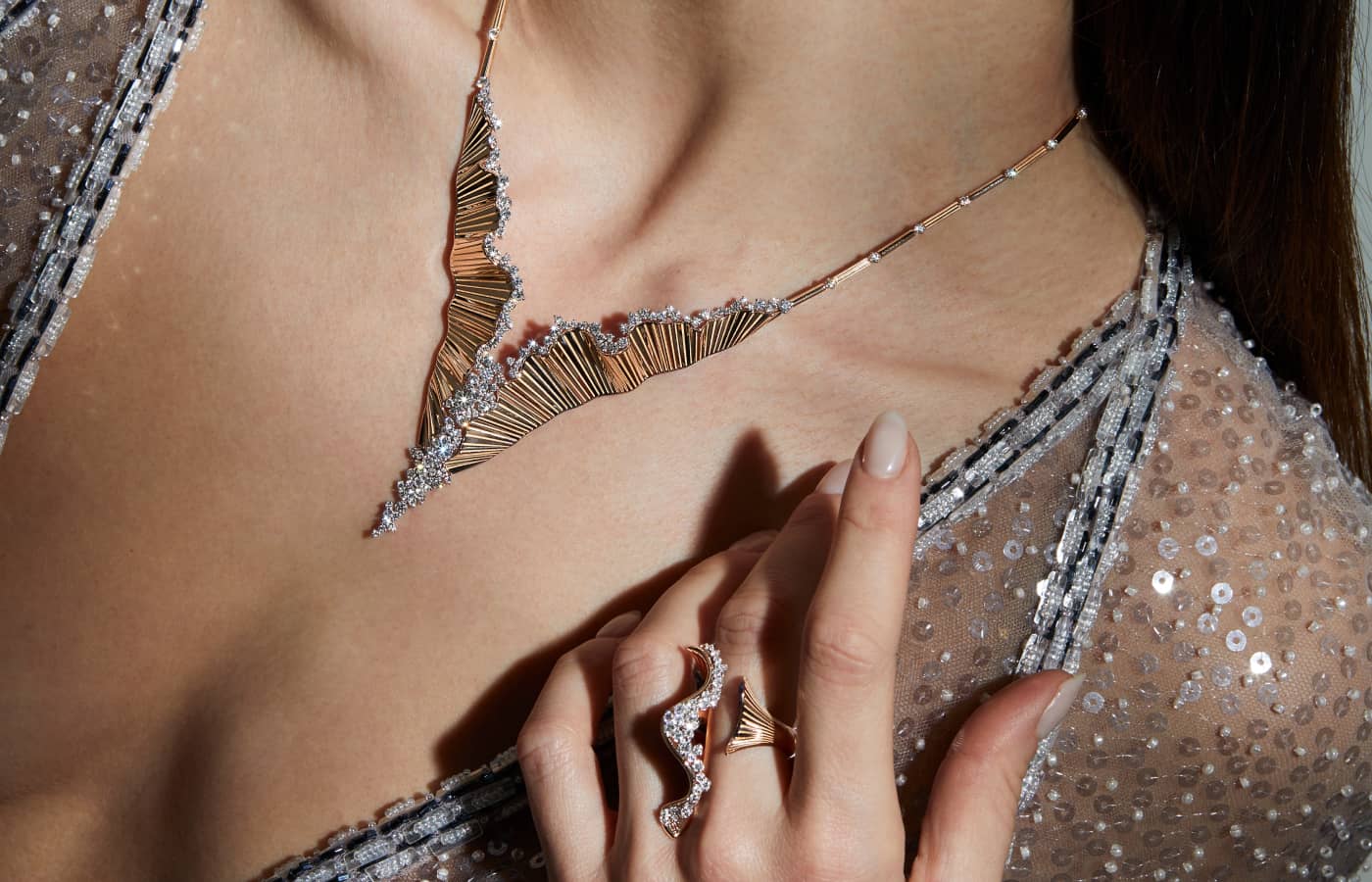  The Rays of Sun necklace by Haute Jewels Geneva 2023 exhibitor, Palmiero