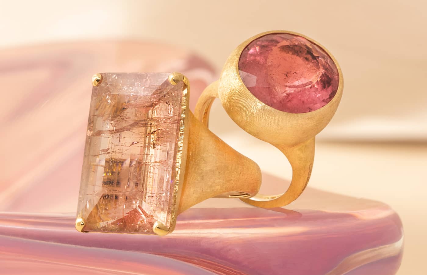  Two gemstone dress rings by Haute Jewels Geneva 2023 exhibitor, Marco Bicego