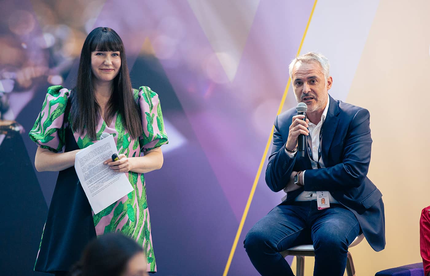  Katerina Perez shares the stage with Cartier specialist Olivier Bachet at GemGenève in November 2022