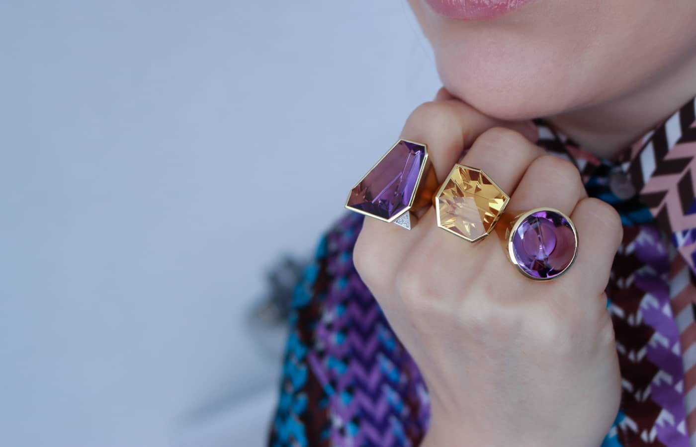  Citrine and amethyst cocktail rings by Atelier Munsteiner