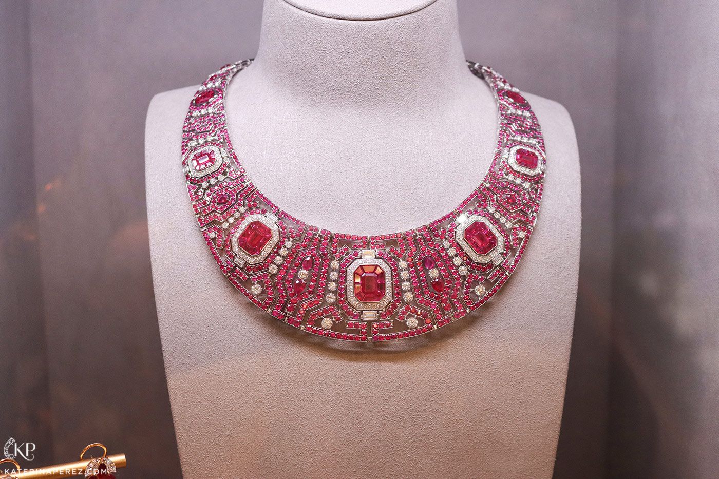  Jaipur Gems ruby and diamond necklace with illusion-set rubies