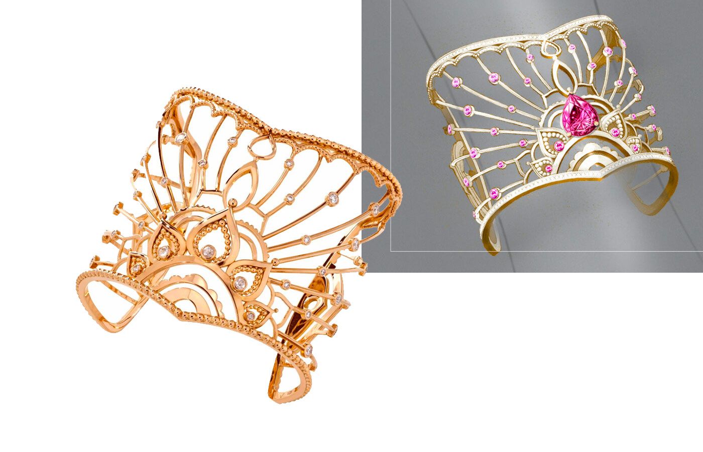  A Maison Veyret cuff bracelet that can be made with various gemstones