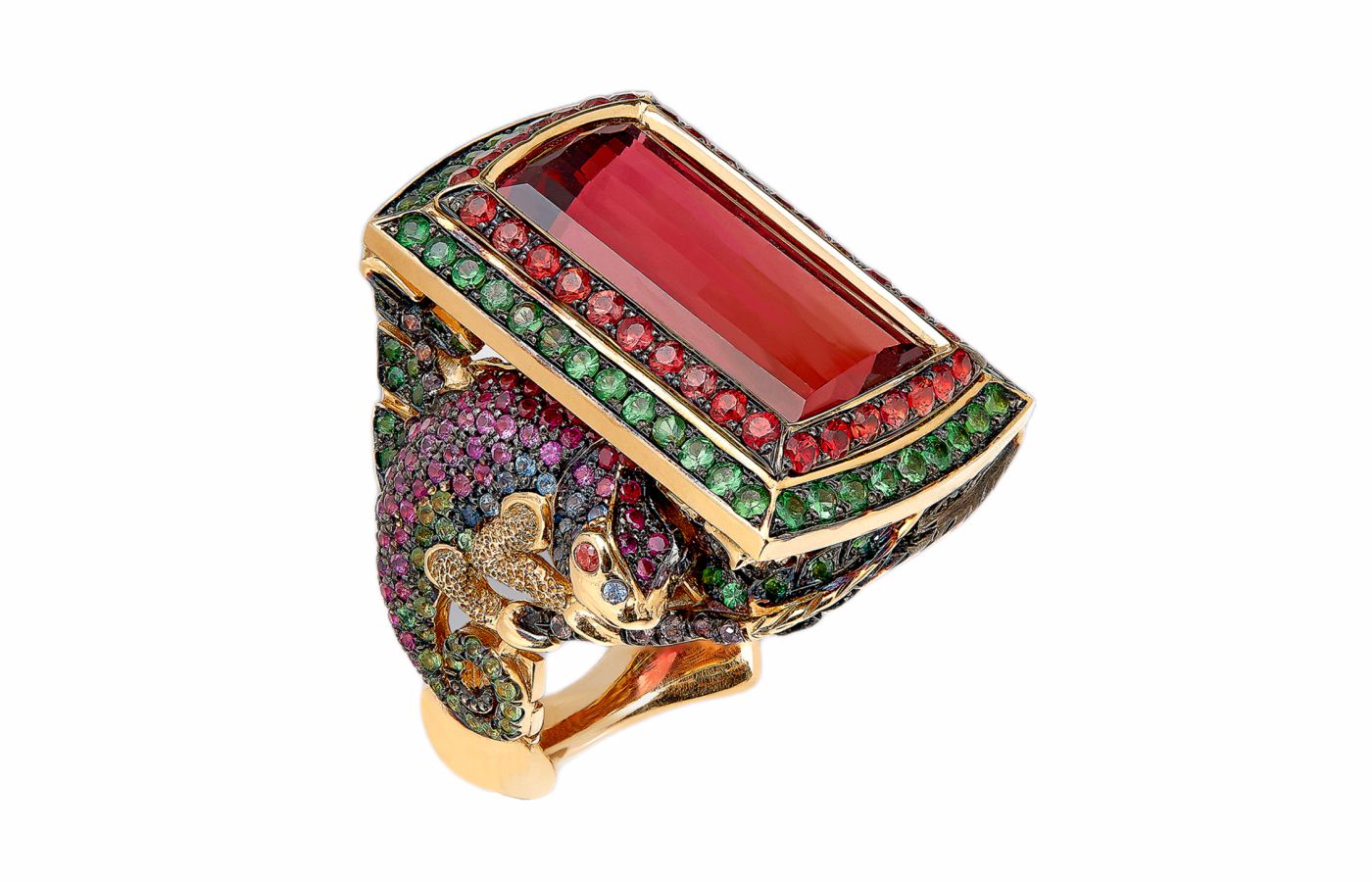 Ricardo Basta cocktail ring design with chameleon shoulders 
