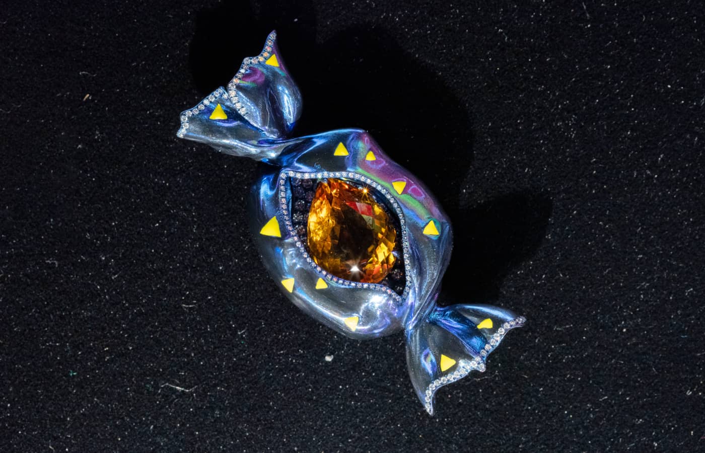  A. Win Siu item in citrine, titanium, diamond and enamel on display at The Joy of Colour Exhibition in Shenzhen China